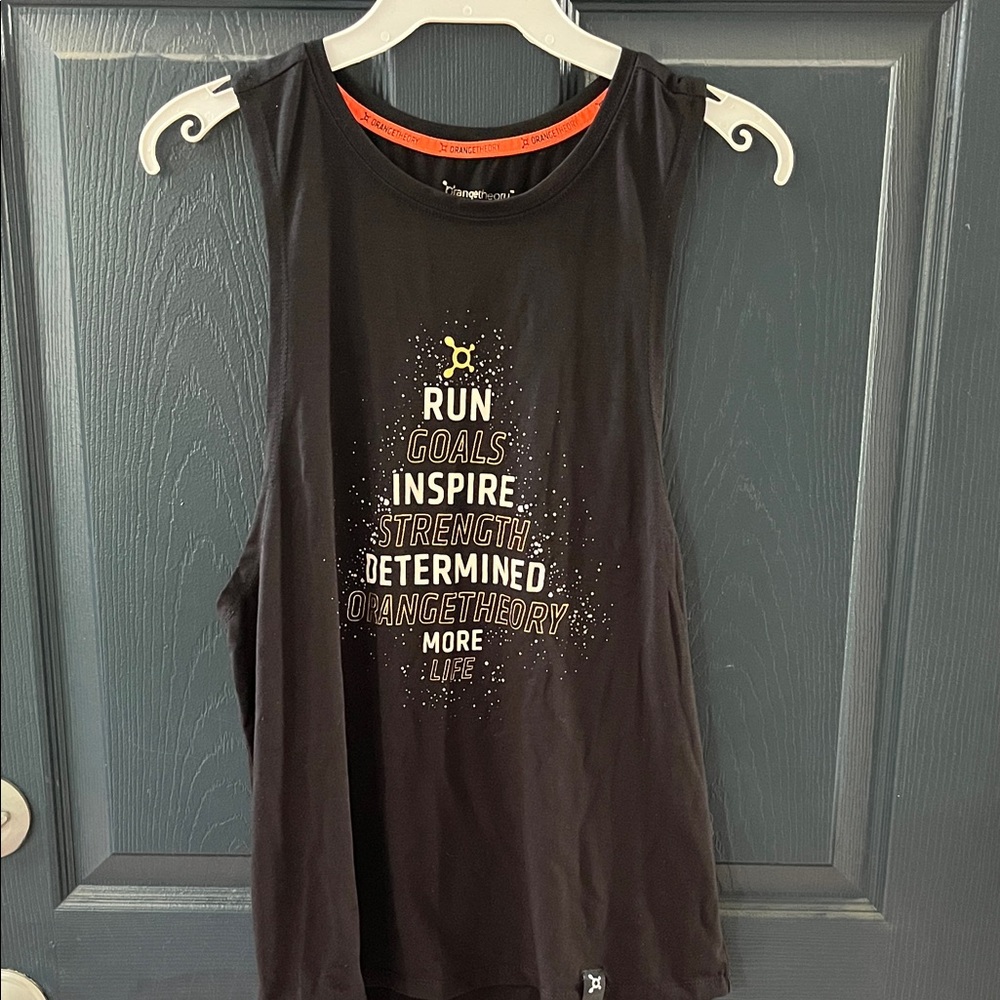 EUC Black Christmas tree  Orangetheory Graphic Muscle Tank Top size small